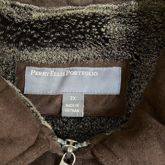 PERRY ELLIS PORTFOLIO faux brown shearling coat size 3x - Picture 2 of 8